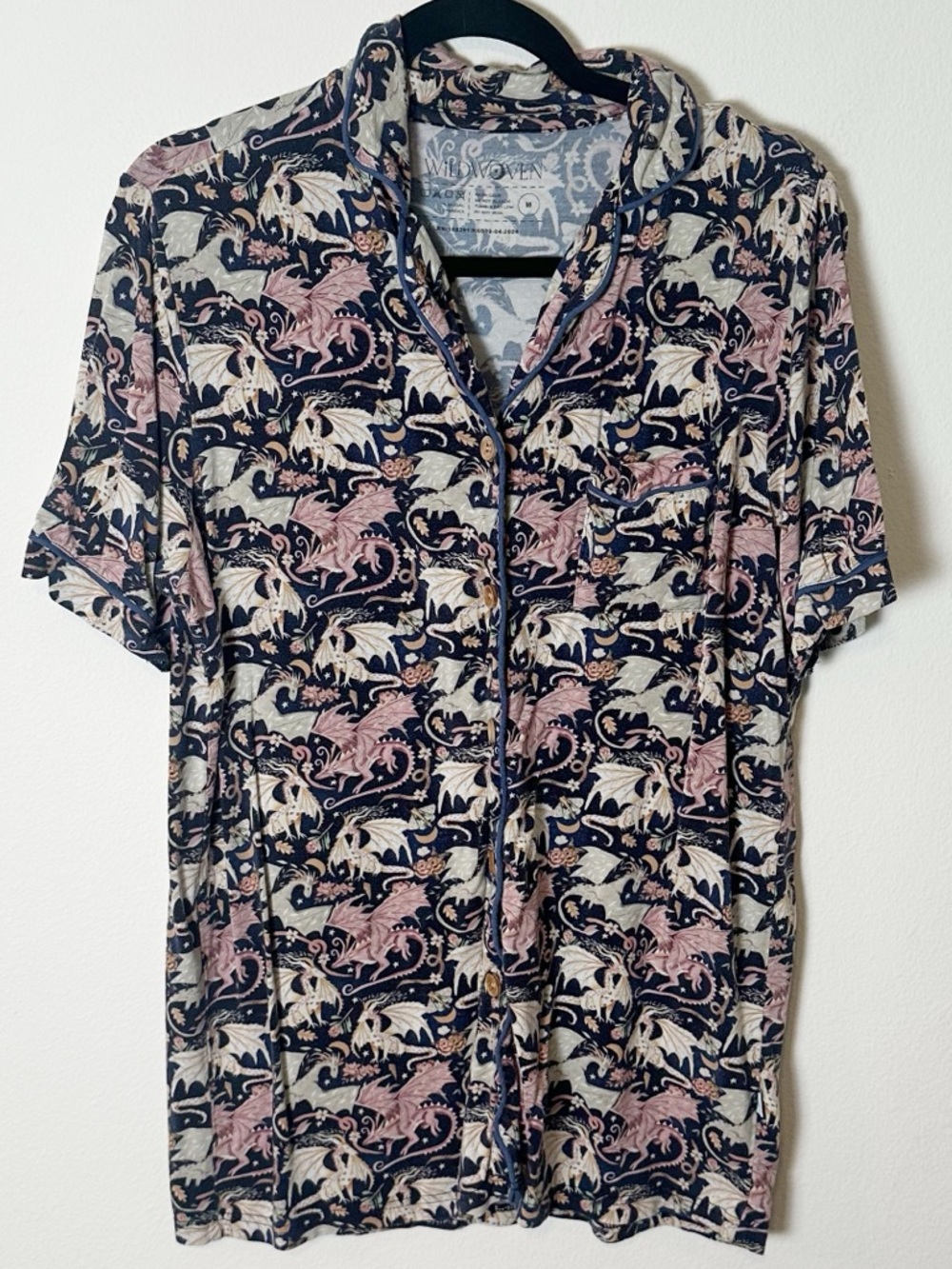 Wildwoven Bamboo Pajama Top Nightgown Dragon Print Fantasy Medium